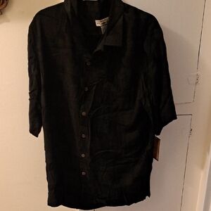 Caribbean Joe Men's Black Camp Shirt Size L